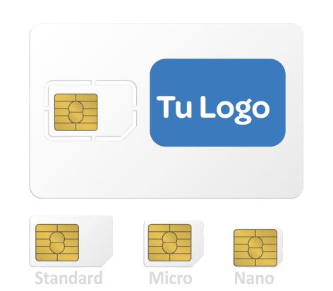 Tarjeta SIM con logotipo empresarial personalizado en tamaños standard, micro y nano